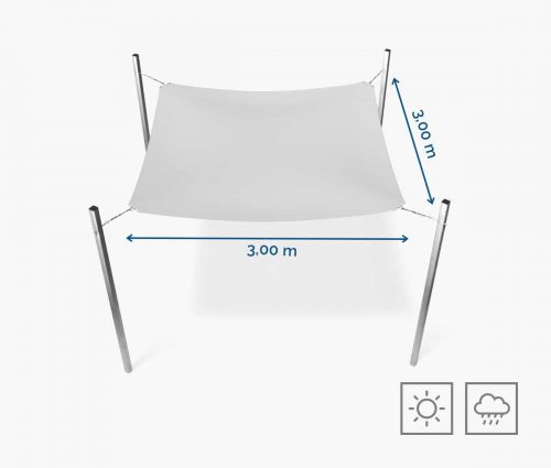 Rectangular shade sail 300 x 300 cm – waterproof – white