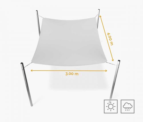 Rectangular shade sail 300 x 400 cm – waterproof – white