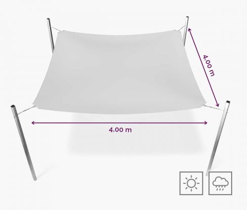 Rectangular shade sail 400 x 400 cm – waterproof – white
